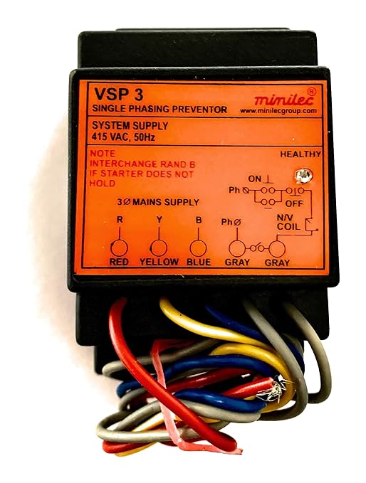 81E3oGyGyJL._SY679_ MINILEC VSP3/415 VAC PHASE FAILURE RELAY (Single Phase Protection Relay) - Image 1