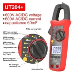 UNI-T UT204+ Digital Clamp Meter Temperature AC DC Current Voltage Resistance Tester multimeter - Image 2