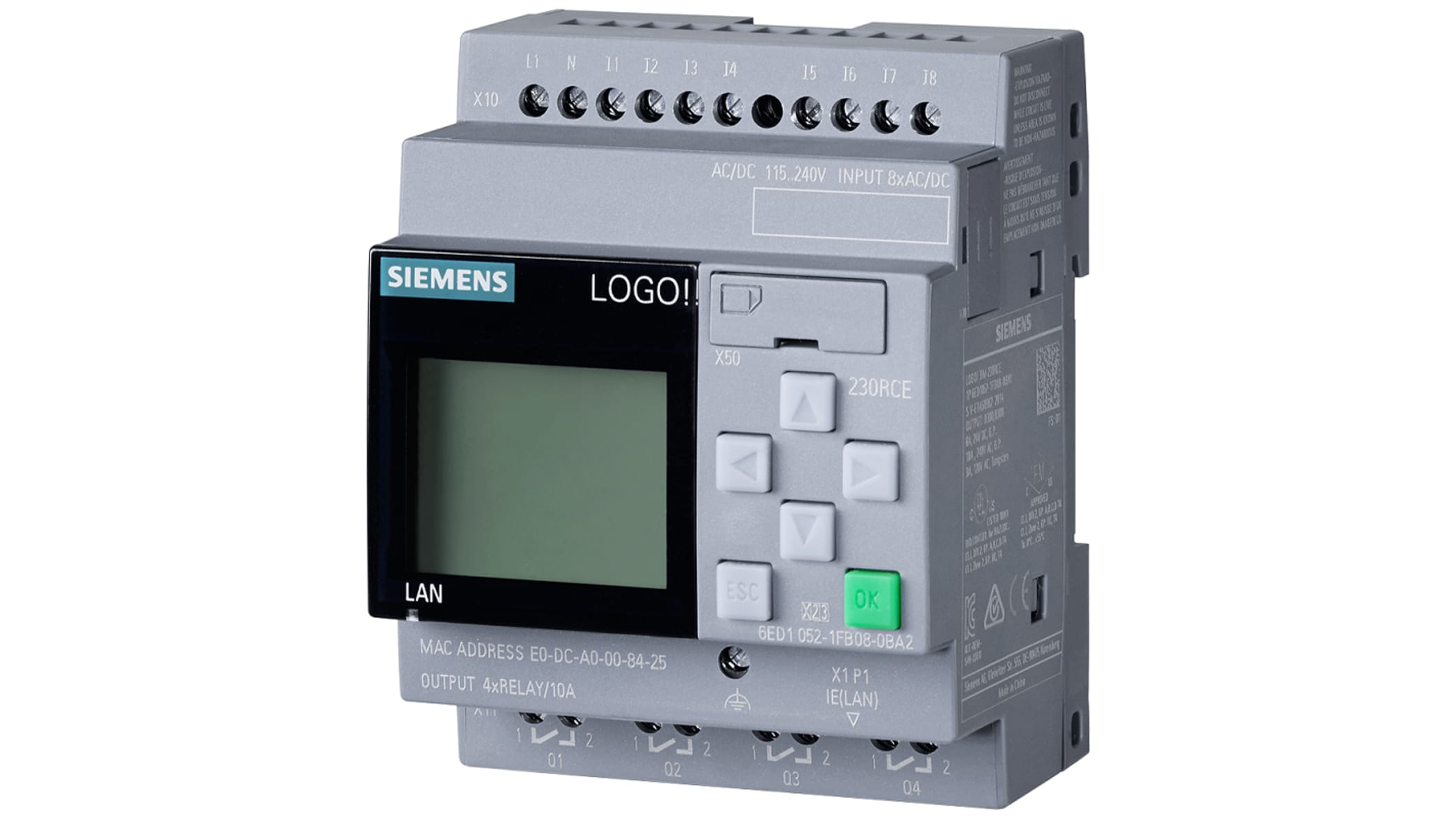Y2825510-01 Siemens LOGO! Series Logic Module, 8-Input, Digital Input, 4 Outputs, Relay Output - Image 1