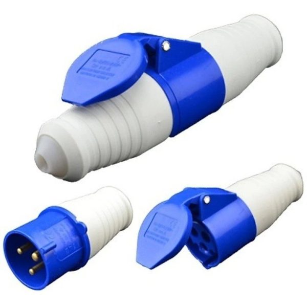Blue 16A 220w 3pin Top Soket Mel & Female
